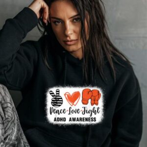 Maroutee ADHD Awareness Peace Love Boxing Hoodie
