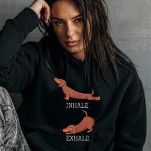 Maroutee Dachshund Weiner Dog Yoga Inhale Exhale Hoodie