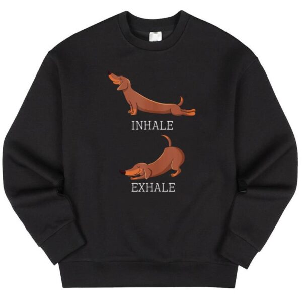 Maroutee Dachshund Weiner Dog Yoga Inhale Exhale Sweater