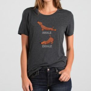 Maroutee Dachshund Weiner Dog Yoga Inhale Exhale T-Shirt