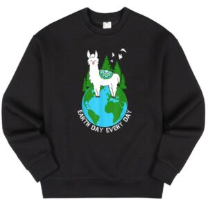 Maroutee Earth Day Every Day Llama EnvironmentGift Sweater