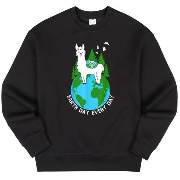 Maroutee Earth Day Every Day Llama EnvironmentGift Sweater