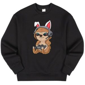 Maroutee Easter Sloth Bunny Ears Eggs Video Gamer Sweater