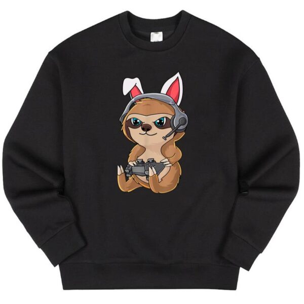 Maroutee Easter Sloth Bunny Ears Eggs Video Gamer Sweater