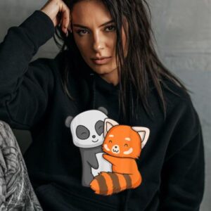 Maroutee Giant Panda And Red Panda Hugging Hoodie