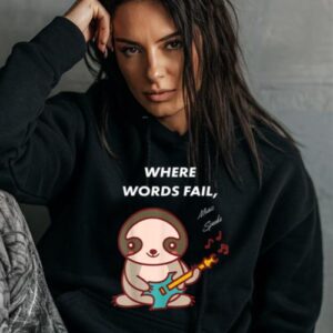 Maroutee Guitar Sloth Where Words Fail Hoodie