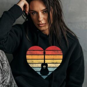 Maroutee Guitarist Retro Sunset Guitar Player Musician Hoodie