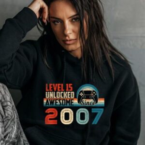 Maroutee Level 15 Unlocked Video Gamer Birthday Hoodie