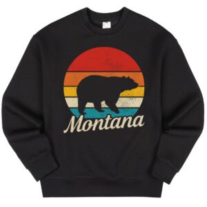 Maroutee Montana Vintage Grizzly Bear Camping Sweater