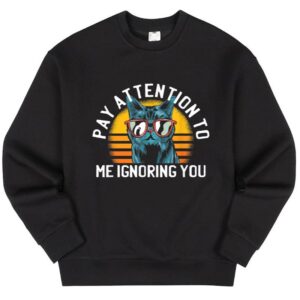 Maroutee Pay Attention To Me Ignoring You Vintage Sunset Black Cat Sweater
