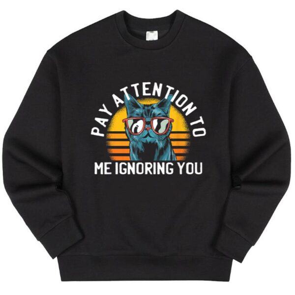 Maroutee Pay Attention To Me Ignoring You Vintage Sunset Black Cat Sweater