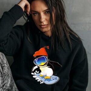 Maroutee Penguin Snowboarding Surfer Winter Hat Hoodie