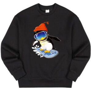 Maroutee Penguin Snowboarding Surfer Winter Hat Sweater