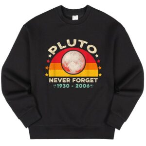 Maroutee Pluto Never Forget Vintage Space Science Sweater
