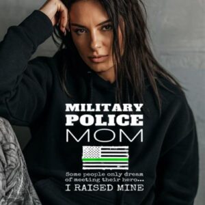 Maroutee Proud Military Police Mom Thin Green Line USA Flag Hoodie