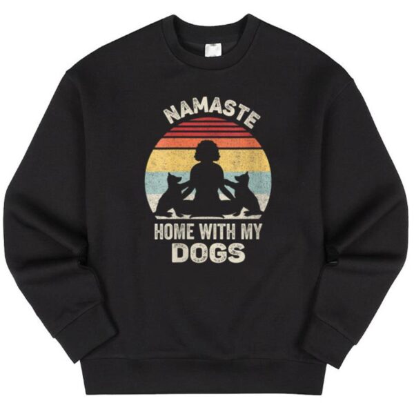 Maroutee Retro Namaste Home With My Dogs Yoga Sweater