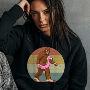 Maroutee Sasquatch Bigfoot Carrying Flamingo Hoodie
