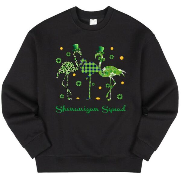 Maroutee Squad Flamingo Plaid Leprechaun Sweater