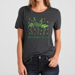 Maroutee Squad Flamingo Plaid Leprechaun T-Shirt