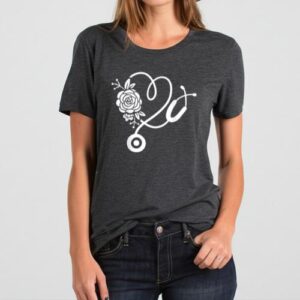 Maroutee Stethoscope Flower Doctor Nurse T-Shirt