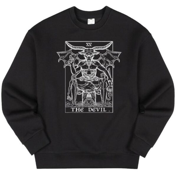 Maroutee The Devil Tarot Card Baphomet Gothic Halloween Sweater