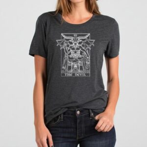Maroutee The Devil Tarot Card Baphomet Gothic Halloween T-Shirt