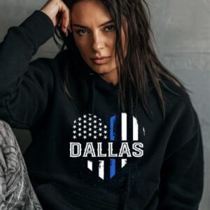 Maroutee Thin Blue Line Heart Dallas Police Officer Hoodie