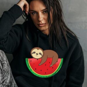 Maroutee Watermelon Baby Sloth Graphic Hoodie