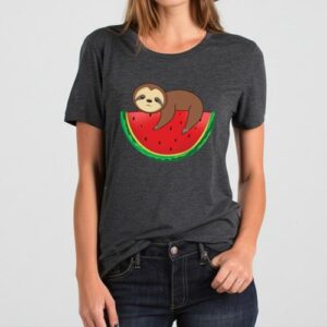 Maroutee Watermelon Baby Sloth Graphic T-Shirt