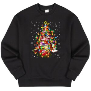 Maroutee Xmas Tree Library Tree Book Sweater