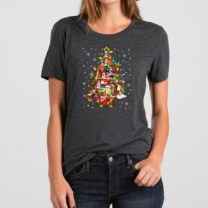 Maroutee Xmas Tree Library Tree Book T-Shirt